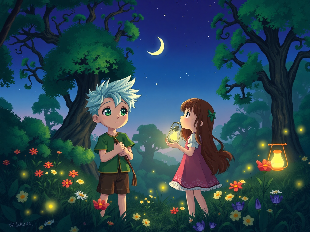 boy,giirl,ghibli style