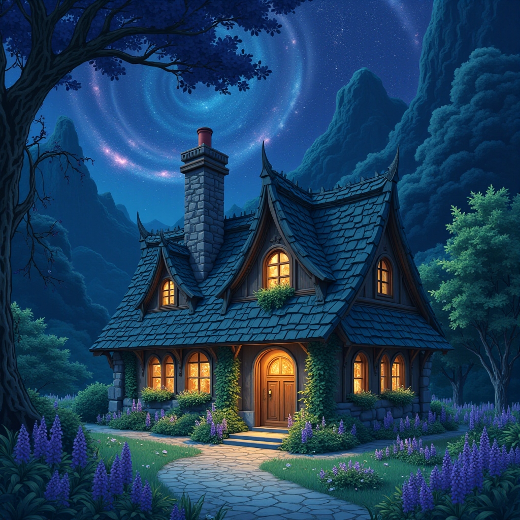 Here are several optimized prompts featuring a house, while adhering to the specified themes and styles:

1. **Prompt:**  
   'In the Studio Ghibli anime style, a fantasy cottage nestled in an enchanted glade surrounded by swirling luminescent fireflies, ultra-detailed with intricately woven ivy patterns on the walls and glowing embers floating in the gentle breeze, soft cel-shading with edge glow (Ghibli) × temporal particle dispersion (Flux), fantasy, detailed, intricate environmental storytelling.'

2. **Prompt:**  
   'In the Studio Ghibli anime style, a whimsical treehouse perched high among the lush branches of ancient oak trees, surrounded by cascading ribbons of sparkling leaves and ethereal light beams, ultra-detailed with textured bark and twinkling stardust in the air, soft cel-shading with edge glow (Ghibli) × temporal particle dispersion (Flux), fantasy, detailed, intricate environmental storytelling.'

3. **Prompt:**  
   'In the Studio Ghibli anime style, an idyllic seaside villa overlooking a shimmering turquoise bay, enveloped by animated ocean currents and playful dolphins leaping in luminous arcs, ultra-detailed with sea sponge textures and glinting seashells on the shore, soft cel-shading with edge glow (Ghibli) × temporal particle dispersion (Flux), fantasy, detailed, intricate environmental storytelling.'

4. **Prompt:**  
   'In the Studio Ghibli anime style, a quaint windmill standing in a field of colorful wildflowers under a serene sunset, surrounded by gentle gusts of sparkling pollen and drifting dandelion seeds, ultra-detailed with textured blades and glowing petals full of life, soft cel-shading with edge glow (Ghibli) × temporal particle dispersion (Flux), fantasy, detailed, intricate environmental storytelling.'

5. **Prompt:**  
   'In the Studio Ghibli anime style, a magical mountain lodge encircled by wispy clouds and soaring mythical birds, surrounded by vibrant arcs of radiant mist, ultra-detailed with stone textures and flickering lanterns coloring the dusk, soft cel-shading with edge glow (Ghibli) × temporal particle dispersion (Flux), fantasy, detailed, intricate environmental storytelling.' 

Feel free to modify the MAIN SUBJECT or FLUX ELEMENT in each prompt as per your artistic vision!